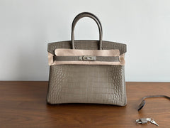 High-end Luxury Classic Togo Leather Bag with Silver-Tone Hardware and Crocodile Pattern — A Must-Have Designer Bag, Perfect Gift for Her