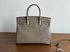 High-end Luxury Classic Togo Leather Bag with Silver-Tone Hardware and Crocodile Pattern — A Must-Have Designer Bag, Perfect Gift for Her