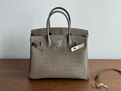 High-end Luxury Classic Togo Leather Bag with Silver-Tone Hardware and Crocodile Pattern — A Must-Have Designer Bag, Perfect Gift for Her