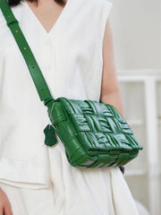 Italy Lambskin Leather Quilted Elegant Shoulder Bag | Wrinkle Leather Handwoven Bag, Trendy Boutique Designer Bag, Classic Style Leather Bag
