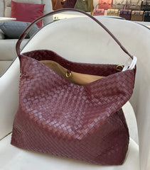 Italy Lambskin Leather Woven Tote Bag, Large 2023 Summer Designer Bag, Leather Quilted Elegant Shoulder Bag, Classic Shoulder Bag