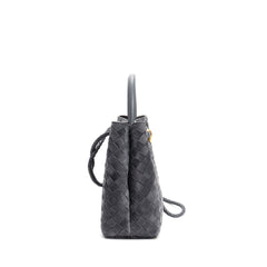 Lambskin Suede Leather Knotted Intrecciato Shoulder Bag | Woven Handbag With Metal Buckle, Daily Fashion Designer Bag, Woven Shoulder Purse