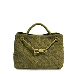 Lambskin Suede Leather Knotted Intrecciato Shoulder Bag | Woven Handbag With Metal Buckle, Daily Fashion Designer Bag, Woven Shoulder Purse