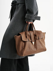 Large Elegant Genuine Leather Vintage Tote Briefcase for Women