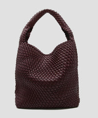 Large Handwoven Vegan Leather Tote Bag for Women