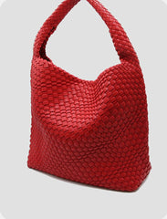 Large Handwoven Vegan Leather Tote Bag for Women