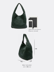 Large Handwoven Vegan Leather Tote Bag for Women