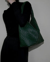 Large Handwoven Vegan Leather Tote Bag for Women