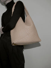 Large Handwoven Vegan Leather Tote Bag for Women