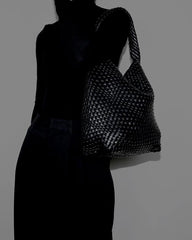 Large Handwoven Vegan Leather Tote Bag for Women