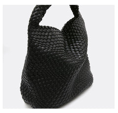 Large Handwoven Vegan Leather Tote Bag for Women