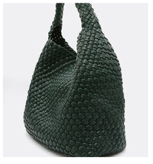 Large Handwoven Vegan Leather Tote Bag for Women