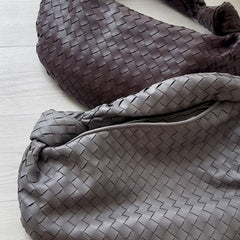 Large Lambskin Leather Knotted Intrecciato Handbag, Handcrafted Premium Quality Dumpling Bag, Daily Fashion Lady Bag, Designer Tote Bag