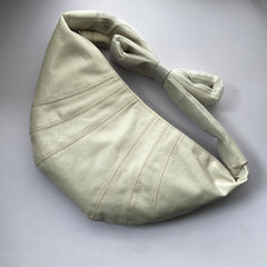 Linen-Coated Cowhide Leather Crescent Bag, Unique High-End Crossbody Chest/Waist Croissant Bag, Zipped Crossbody Hobo Bag