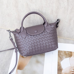 Luxurious Lambskin Leather Handwoven Shoulder Bag | Top Handle Designer Bag