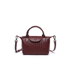 Luxurious Lambskin Leather Handwoven Shoulder Bag | Top Handle Designer Bag