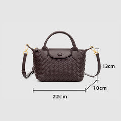 Luxurious Lambskin Leather Handwoven Shoulder Bag | Top Handle Designer Bag