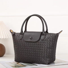 Luxurious Lambskin Leather Handwoven Shoulder Bag | Top Handle Designer Bag