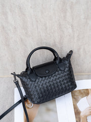 Luxurious Lambskin Leather Handwoven Shoulder Bag | Top Handle Designer Bag