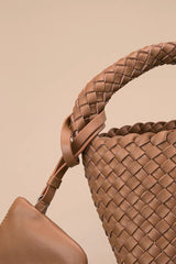 Luxury Handwoven Lambskin Leather Shoulder Bucket Bag | Double-Knotted Handcrafted Crossbody Bag