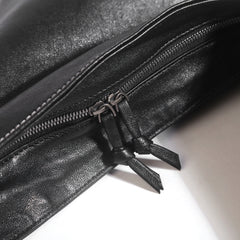 Luxury Large Black Lambskin Leather Shoulder Bag with Braided Handle and Chain Detail - Elegant and Spacious Working Tote