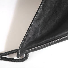 Luxury Large Black Lambskin Leather Shoulder Bag with Braided Handle and Chain Detail - Elegant and Spacious Working Tote