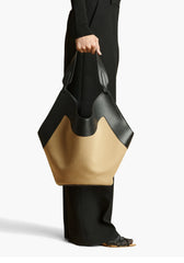 Luxury Pebbled Grain Leather Bucket Bag,  Large Minimalist Cowhide Leather Tote Bag