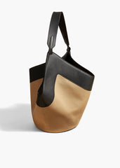 Luxury Pebbled Grain Leather Bucket Bag,  Large Minimalist Cowhide Leather Tote Bag