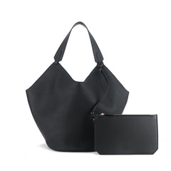 Luxury Pebbled Grain Leather Bucket Bag,  Large Minimalist Cowhide Leather Tote Bag