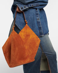 Medium Suede Leather Bucket Bag, Tote Bag