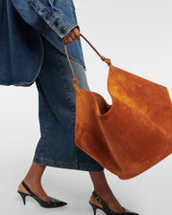 Medium Suede Leather Bucket Bag, Tote Bag