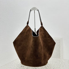 Medium Suede Leather Bucket Bag, Tote Bag