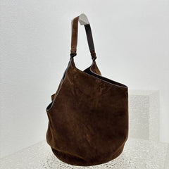 Medium Suede Leather Bucket Bag, Tote Bag