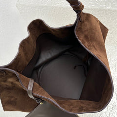 Medium Suede Leather Bucket Bag, Tote Bag