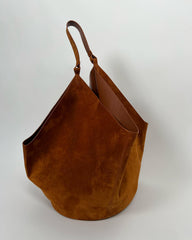 Medium Suede Leather Bucket Bag, Tote Bag