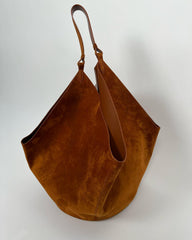 Medium Suede Leather Bucket Bag, Tote Bag