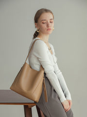 Minimalist Bucket Bag in Genuine Leather | Leather Shoulder Bag, Chic Crossbody Bag, Gift for Her