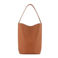 Minimalist Classic Leather Bucket Bag | Large Leather Tote Bag | Fashion Shoulder Bag, Tan Mummy Bag, Everyday Bag, Unisex Bag