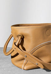 Minimalist Pebbled Leather Bucket Bag for Women, Soft Genuine Leather Slouchy Shoulder & Crossbody