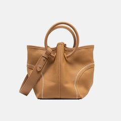 Minimalist Pebbled Leather Bucket Bag for Women, Soft Genuine Leather Slouchy Shoulder & Crossbody