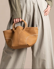 Minimalist Pebbled Leather Bucket Bag for Women, Soft Genuine Leather Slouchy Shoulder & Crossbody