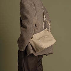 Minimalist Pebbled Leather Bucket Bag for Women, Soft Genuine Leather Slouchy Shoulder & Crossbody