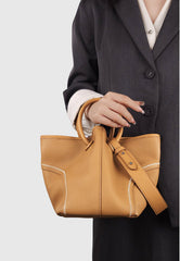 Minimalist Pebbled Leather Bucket Bag for Women, Soft Genuine Leather Slouchy Shoulder & Crossbody