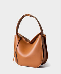 Minimalist Soft Genuine Leather Baguette-Style Shoulder Bag for Everyday, Tote & Crossbody Bag