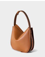 Minimalist Soft Genuine Leather Baguette-Style Shoulder Bag for Everyday, Tote & Crossbody Bag