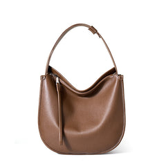 Minimalist Soft Genuine Leather Baguette-Style Shoulder Bag for Everyday, Tote & Crossbody Bag