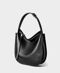 Minimalist Soft Genuine Leather Baguette-Style Shoulder Bag for Everyday, Tote & Crossbody Bag