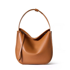 Minimalist Soft Genuine Leather Baguette-Style Shoulder Bag for Everyday, Tote & Crossbody Bag