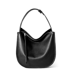 Minimalist Soft Genuine Leather Baguette-Style Shoulder Bag for Everyday, Tote & Crossbody Bag