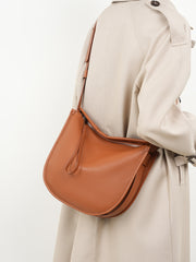 Minimalist Soft Genuine Leather Baguette-Style Shoulder Bag for Everyday, Tote & Crossbody Bag